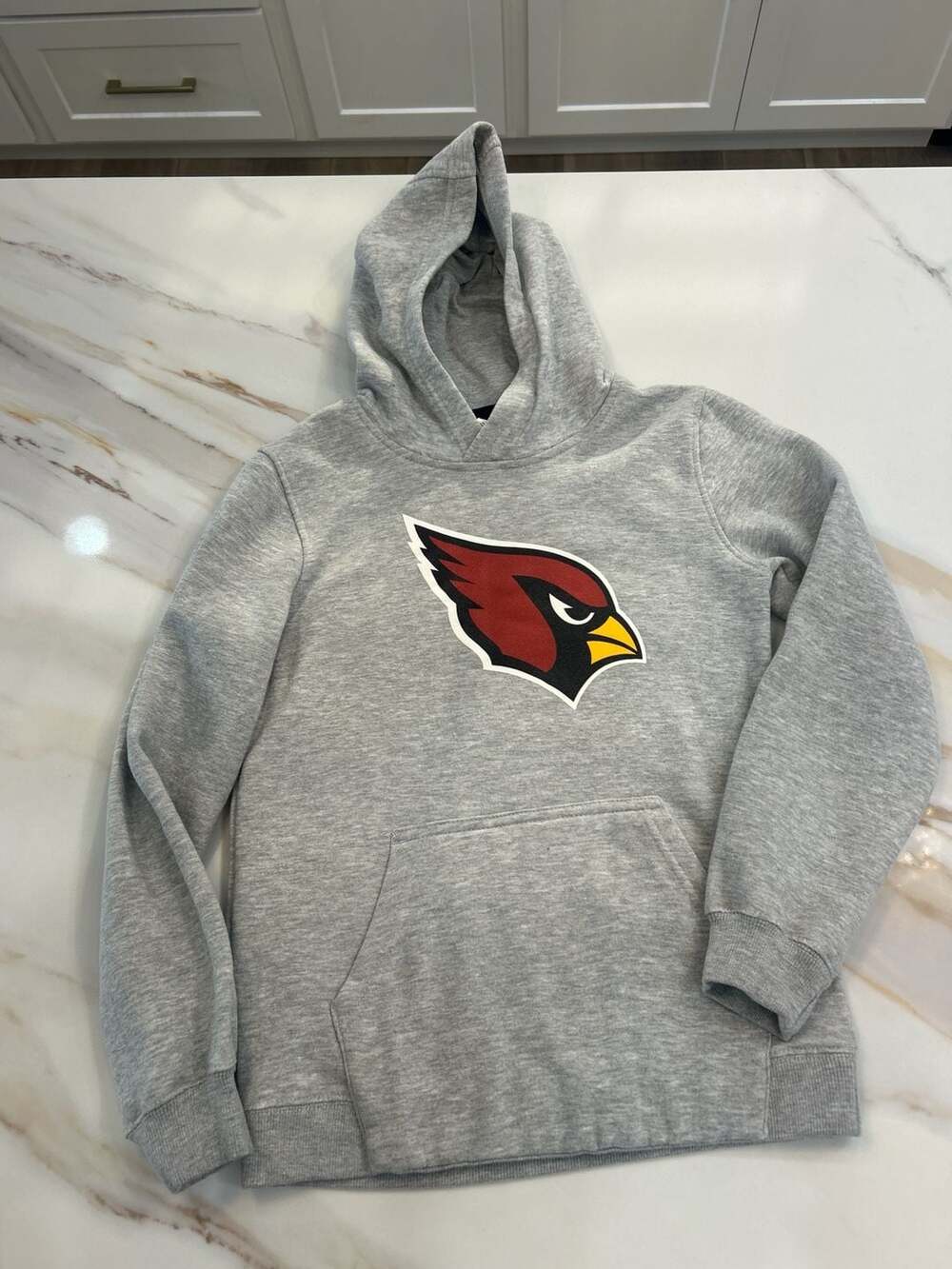 NFL Youth Arizona Cardinals Primary Logo Grey Pullover Hoodie Size M (10/12)